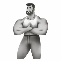 a muscular guy with a b s