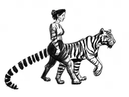 and a women with a tiger