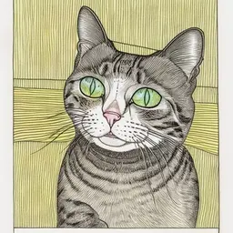 drawing of a very excited cat
