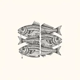 several sea food and fishes in lateral view separated
