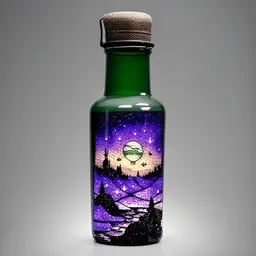 beautiful scenery nature glass bottle landscape, purple galaxy bottle.