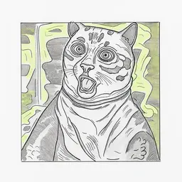 drawing of a very excited cat