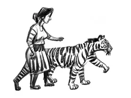 and a women with a tiger