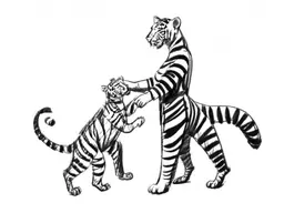 and a women with a tiger