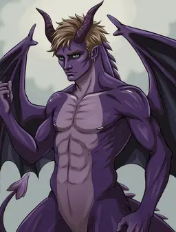  I have short light brown hair male and emerald green eyes and I'm a bit on the short side for a human dragon  hybrid and Im a purple dragon. I have dragon horns, wings and tail but the rest is human