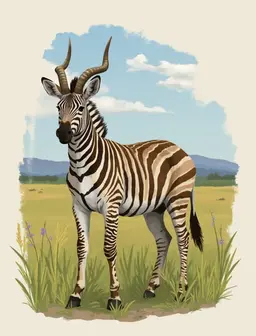 Imagine a four legged animal with a heart shaped face, long horns, long spine , strong long legs with special hooves, short tail which is 90cm tall and 60-70cm wide which lives in African grasslands. This animal has a unique appearance and not like any animal we know. It does not look like a zebra or a lion