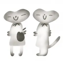 two cat kiss and one with chef hat
