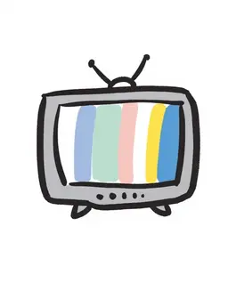 Create a vector image of a television on a white background. The television should have a modern design with a sleek screen and minimalistic features. It can display a colorful image or a static screen. The background should be clean and minimalist to highlight the television.