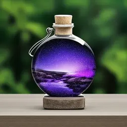 beautiful scenery nature glass bottle landscape, purple galaxy bottle.