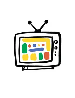Create a vector image of a television on a white background. The television should have a modern design with a sleek screen and minimalistic features. It can display a colorful image or a static screen. The background should be clean and minimalist to highlight the television.
