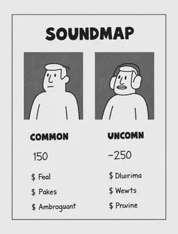 Gfx with prices on soundmap pricing for common - 150 pricing for uncommon - 250
