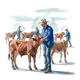 Create a picture of vagnational at the cattle market