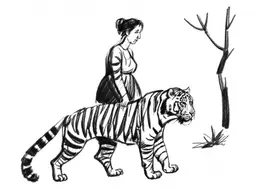 and a women with a tiger