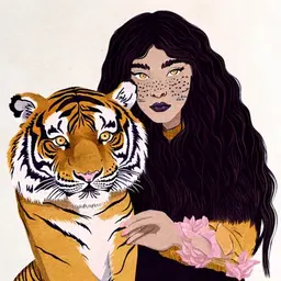 woman with a tiger