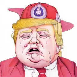 A hyperrealistic image of Donald Trump as an obese baby. He’s wearing a Maga hat and crying.
