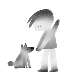 a child holding her dog