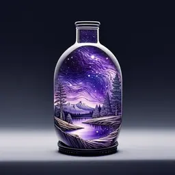 beautiful scenery nature glass bottle landscape, purple galaxy bottle.