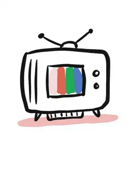 Create a vector image of a television on a white background. The television should have a modern design with a sleek screen and minimalistic features. It can display a colorful image or a static screen. The background should be clean and minimalist to highlight the television.