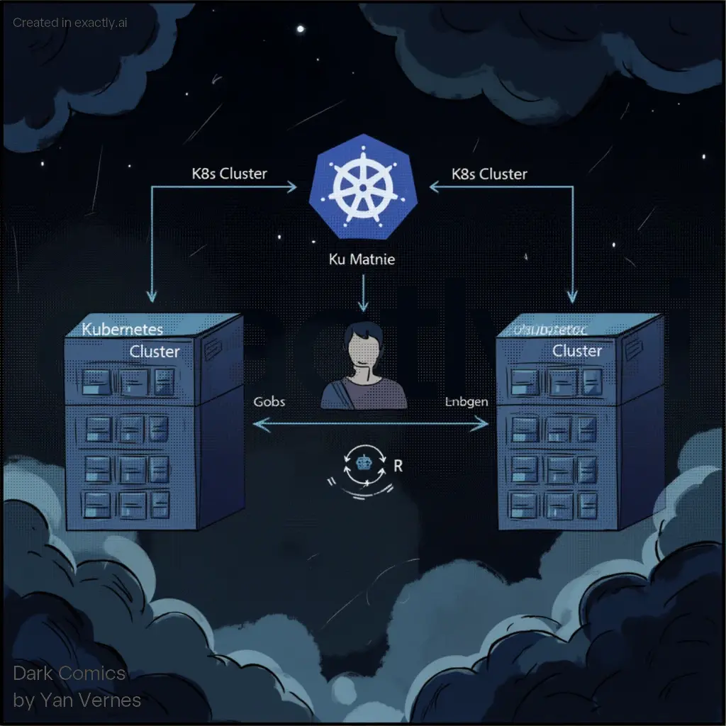 Kubernetes Cluster Diagram created with Dark Comics by Yan Vernes