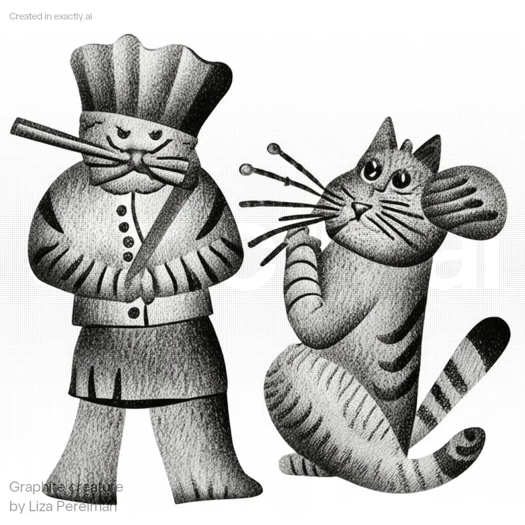 Cat kissing created with Graphite creature by Liza Perelman
