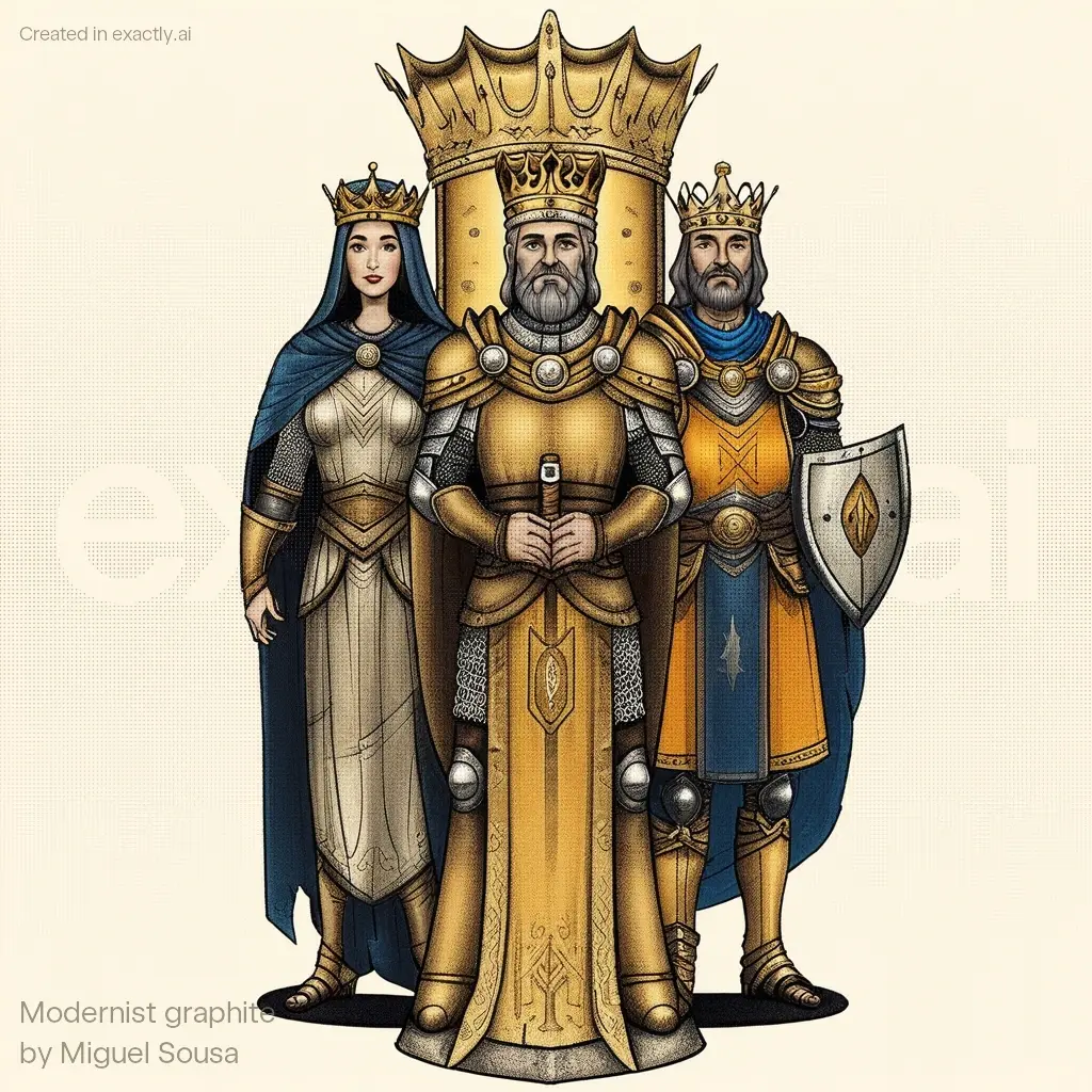 King queen and knight created with Modernist graphite by Miguel Sousa