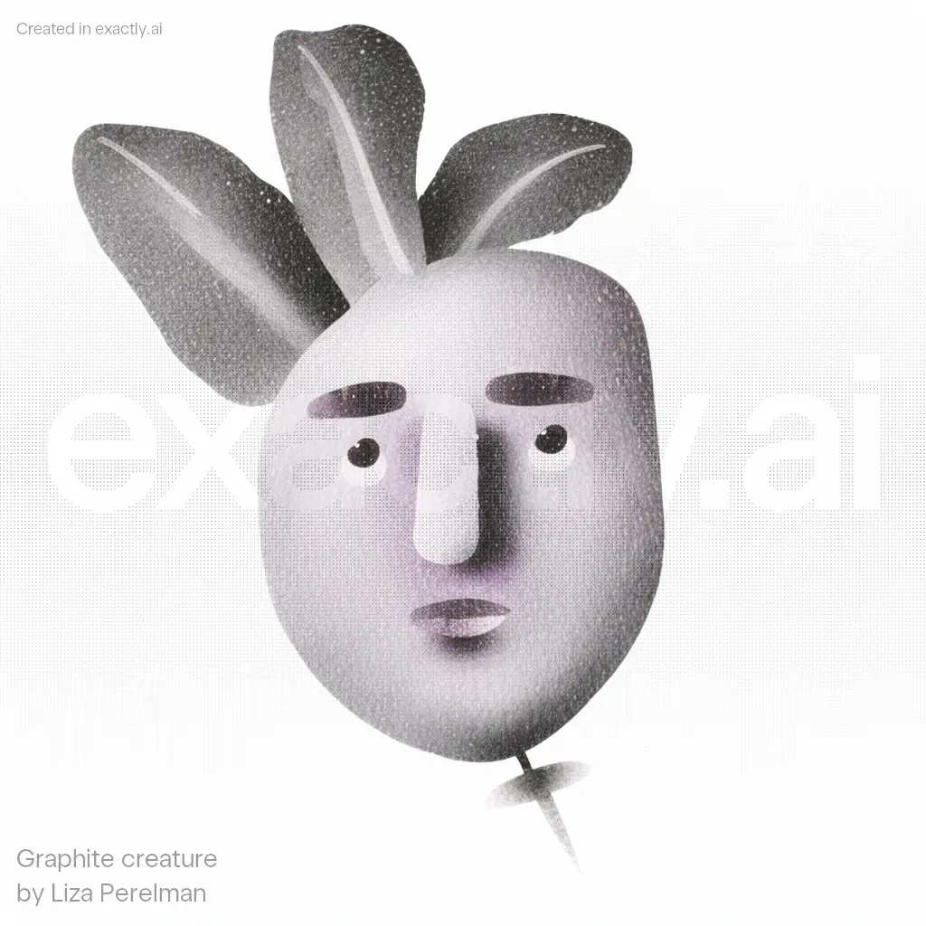 Man with lettuce on his head created with Graphite creature by Liza Perelman