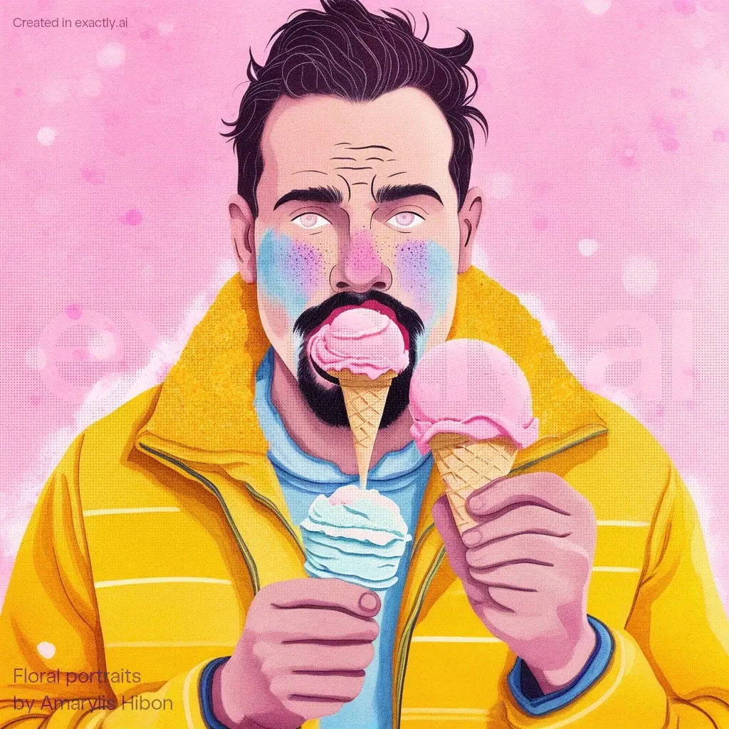 Man eating ice cream created with Floral portraits by Amarylis Hibon