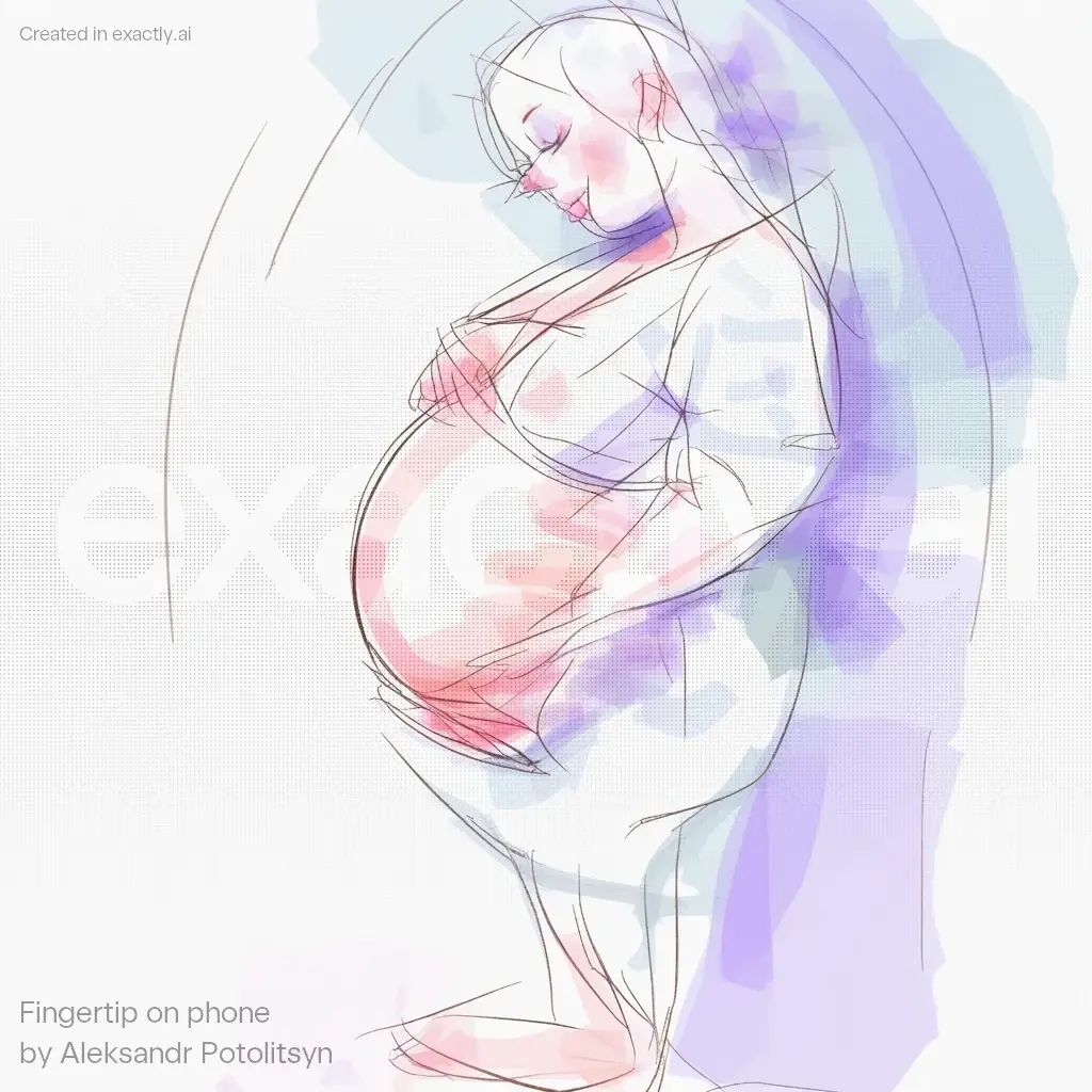Drawing of pregnant woman created with Fingertip on phone by Aleksandr Potolitsyn