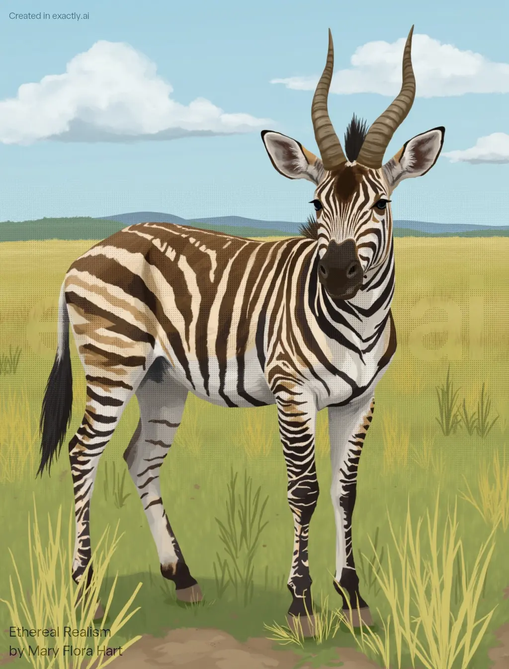 Zebra with Antelope Horns created with Ethereal Realism by Mary Flora Hart