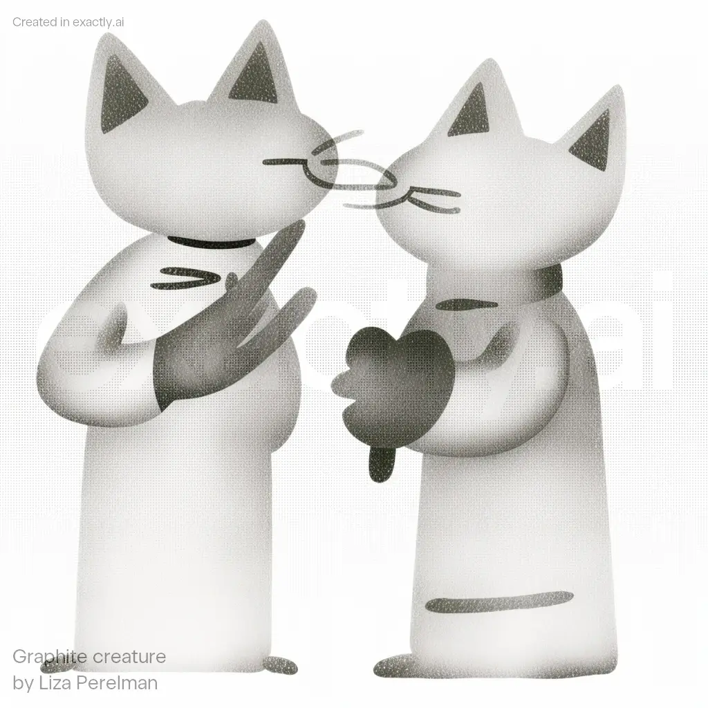 Cat kissing created with Graphite creature by Liza Perelman