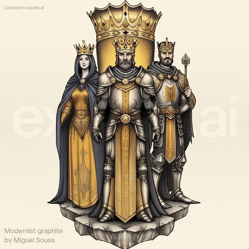 King queen and knight created with Modernist graphite by Miguel Sousa