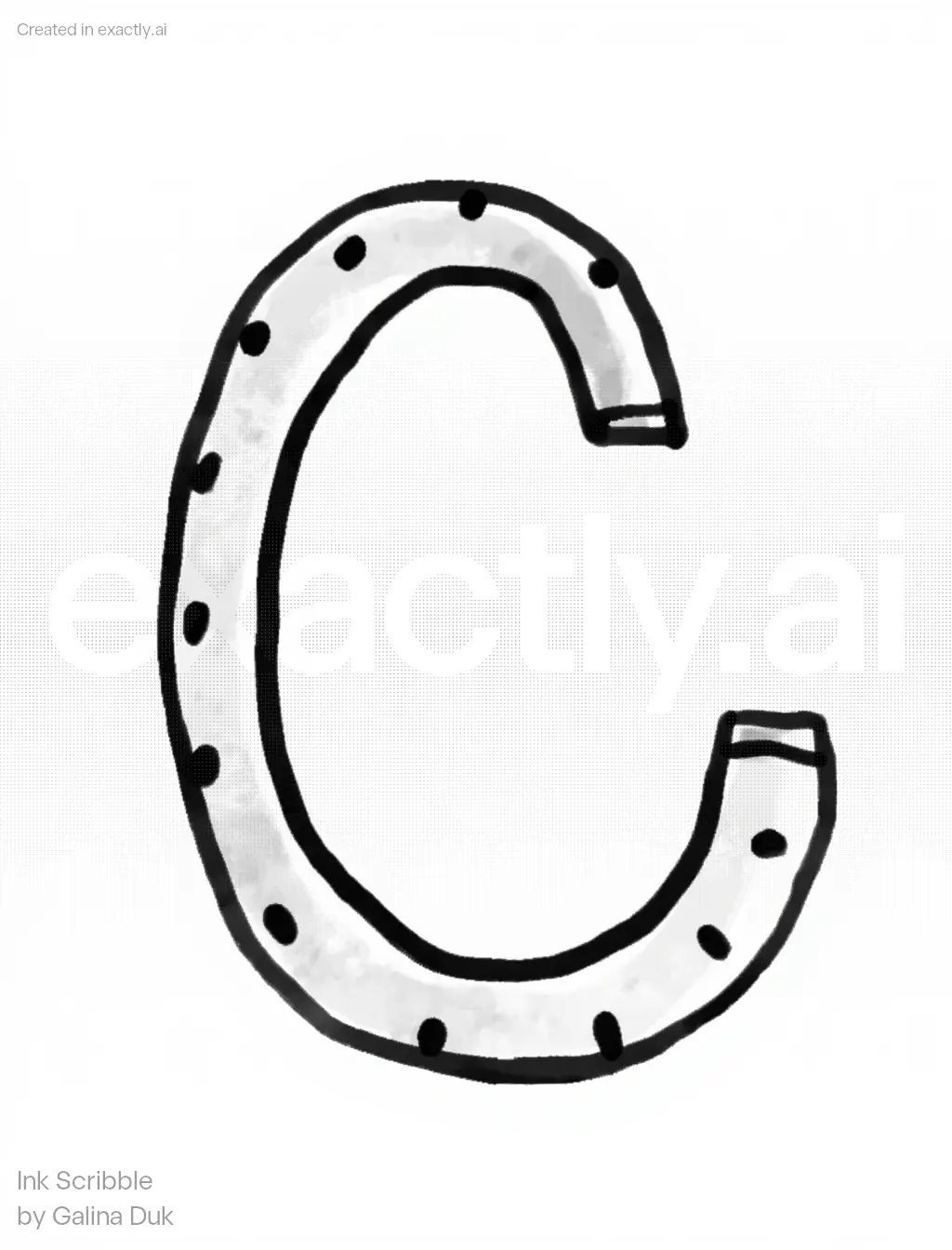 Horseshoe Letter C created with Ink Scribble by Galina Duk 