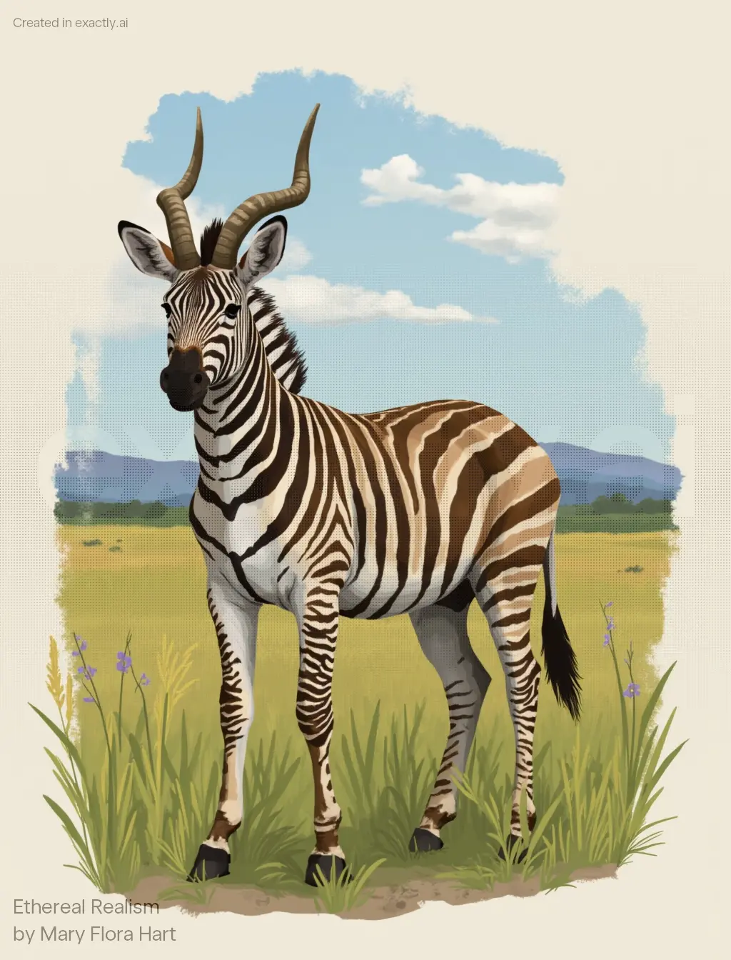 Zebra with Antelope Horns created with Ethereal Realism by Mary Flora Hart