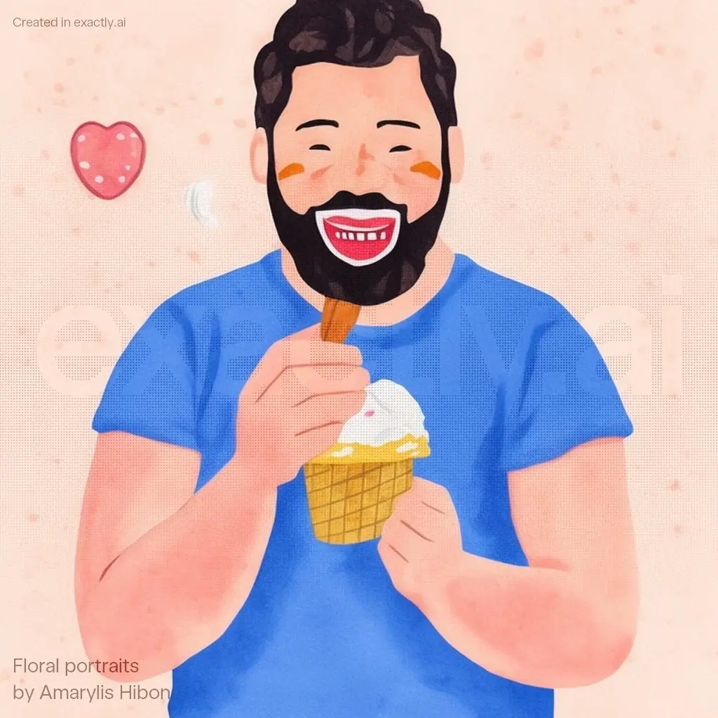Man eating ice cream created with Floral portraits by Amarylis Hibon