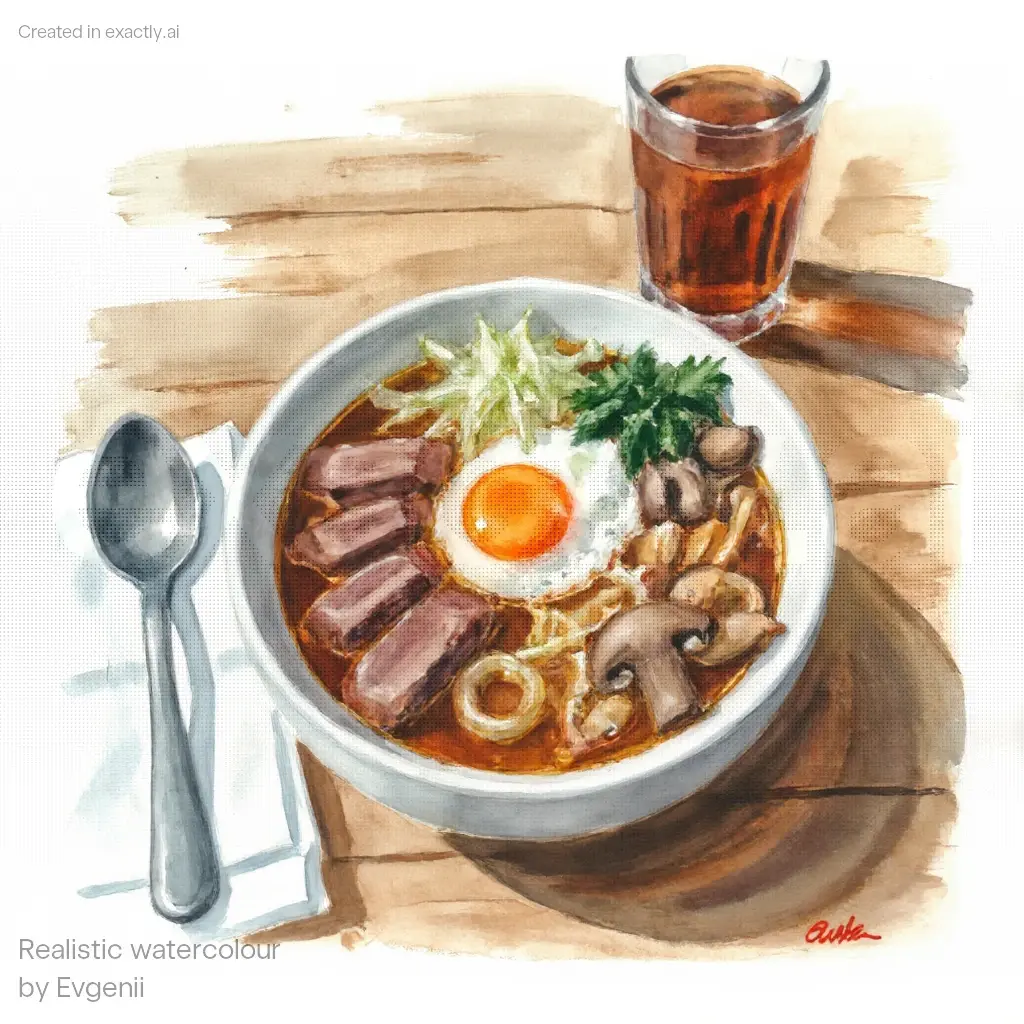 Steaming Ramen Delight created with Realistic watercolour by Evgenii