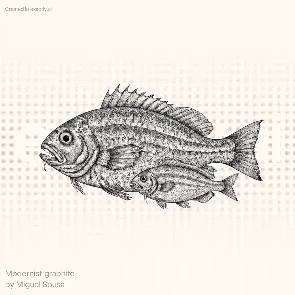 Fish drawing created with Modernist graphite by Miguel Sousa