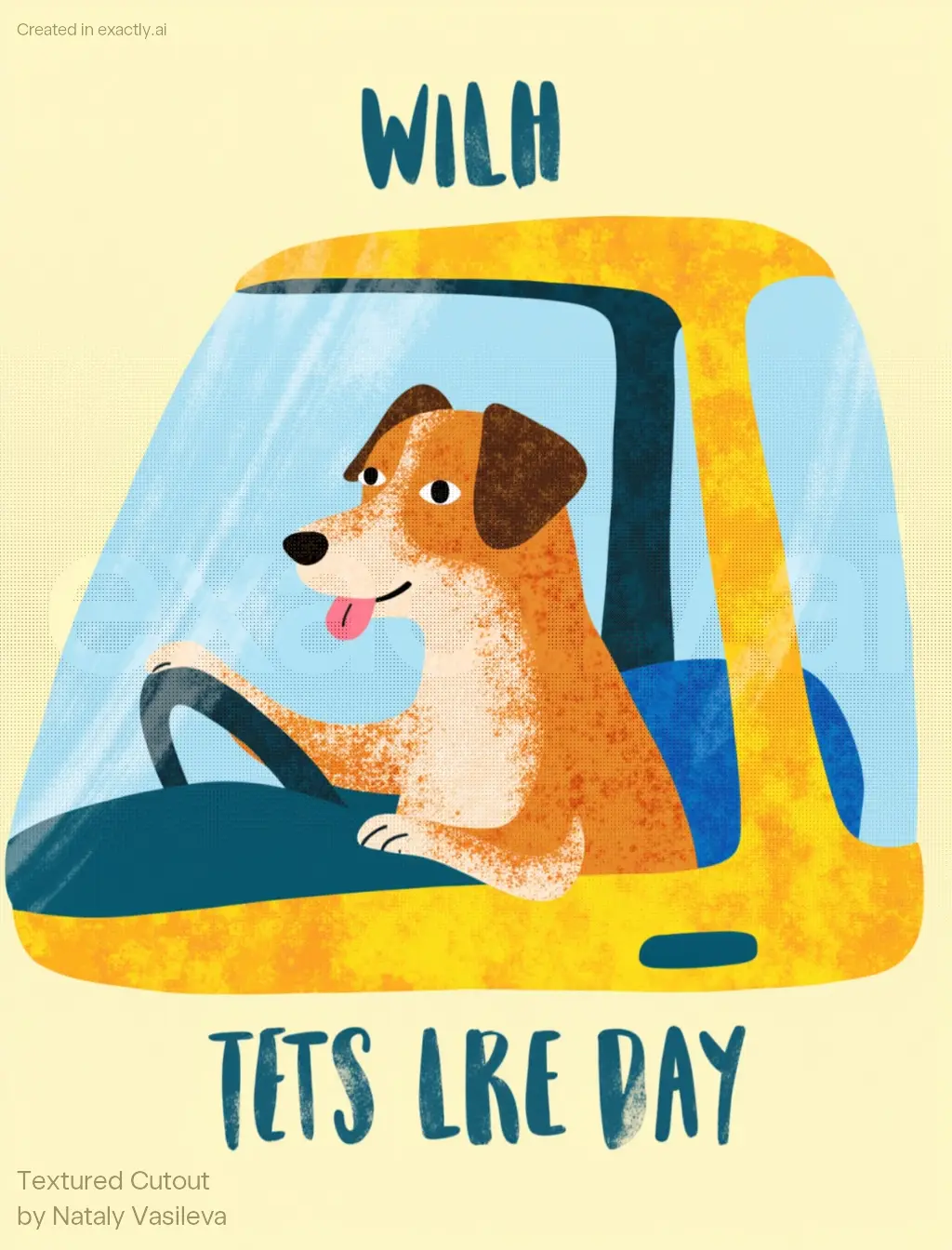 Dog Driving Car created with Textured Cutout by Nataly Vasileva