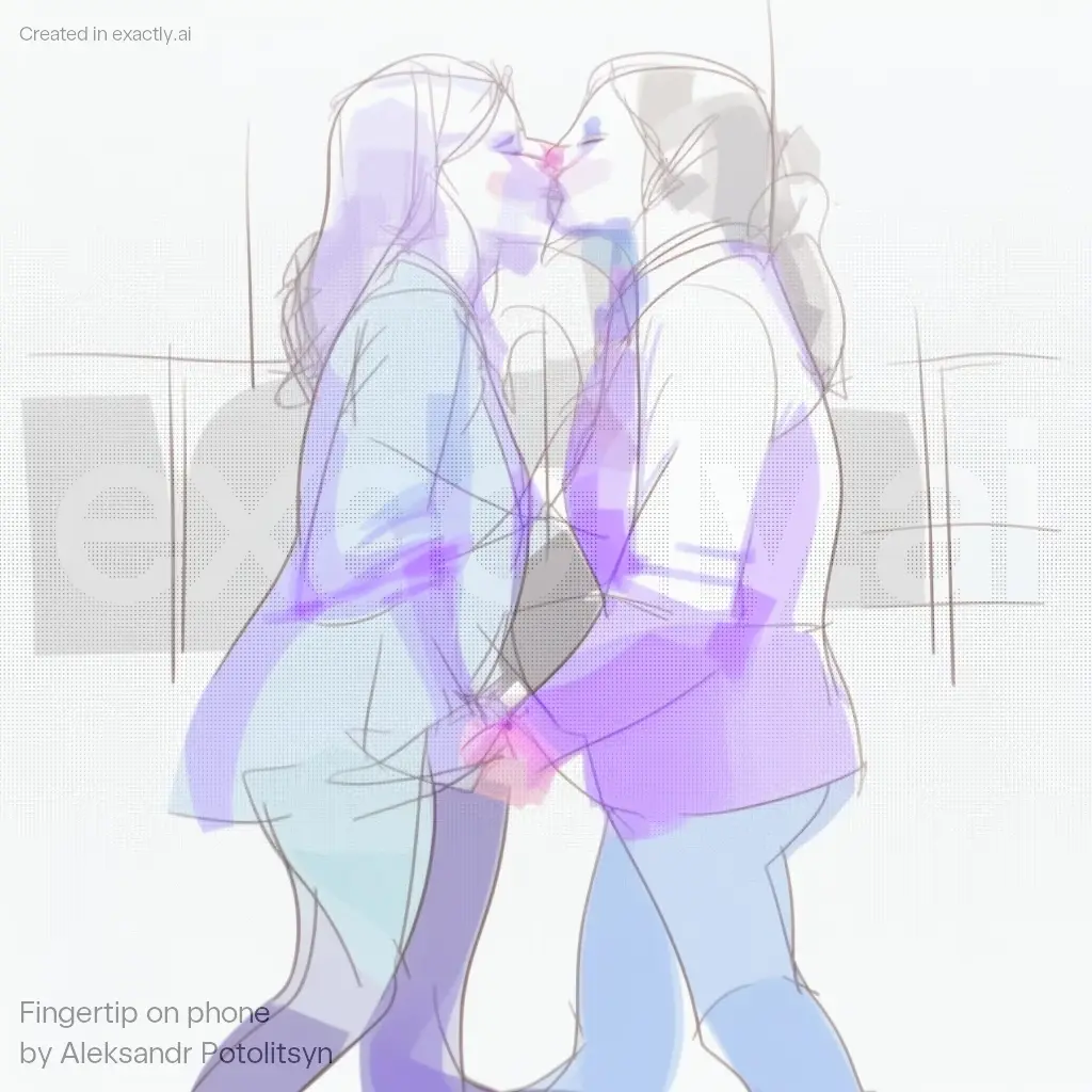 Drawing of two people kissing created with Fingertip on phone by Aleksandr Potolitsyn