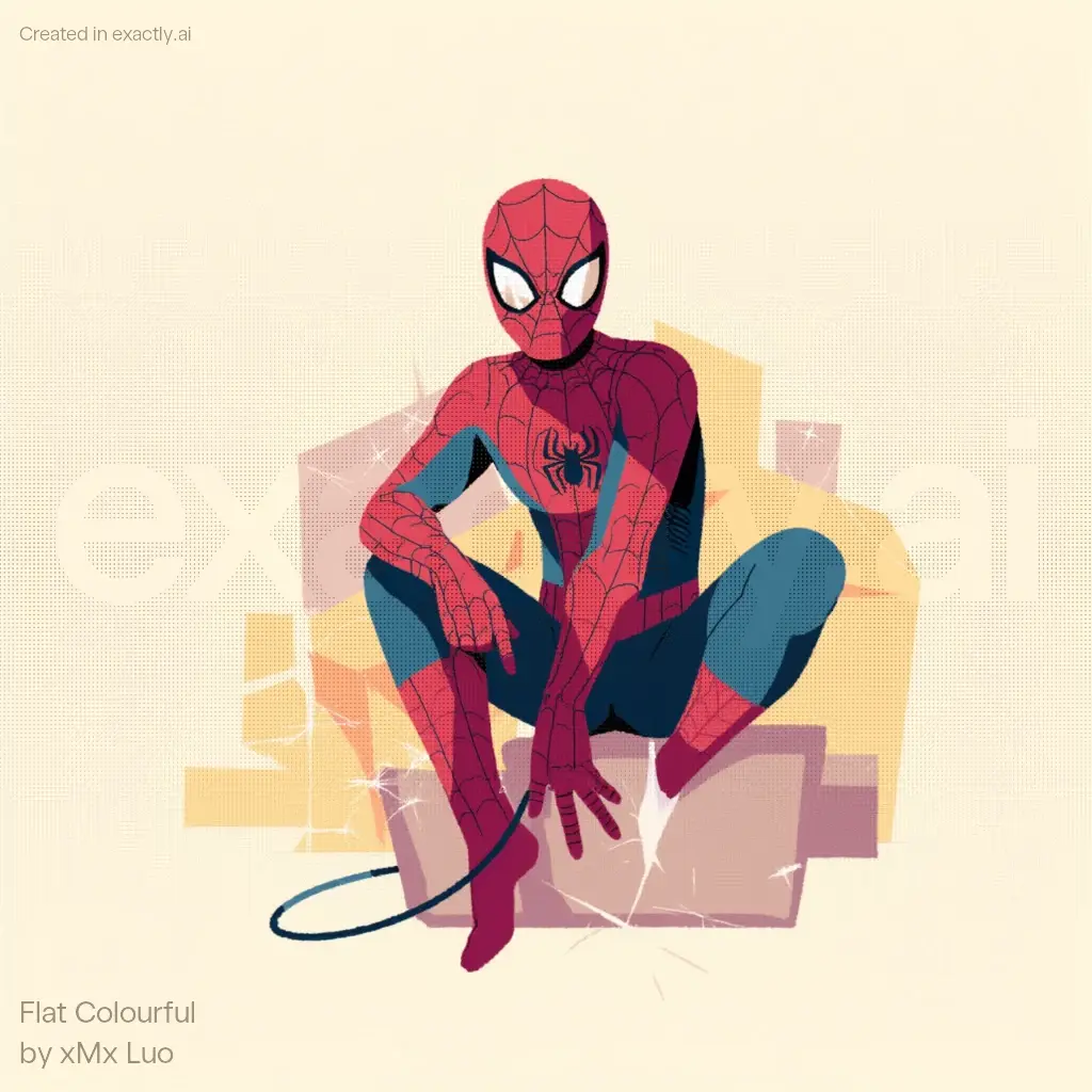 Spider-Man Crouching created with Flat Colourful by xMx Luo