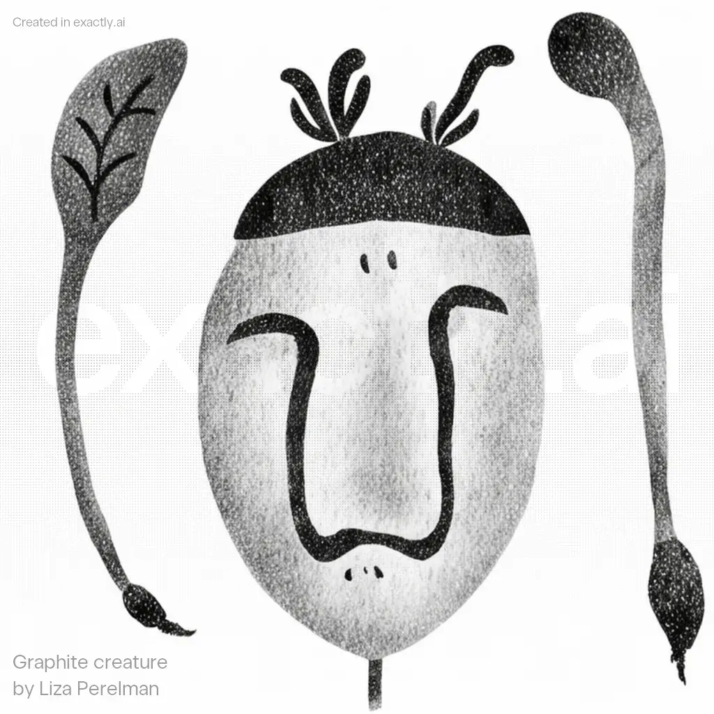 Man with lettuce on his head created with Graphite creature by Liza Perelman
