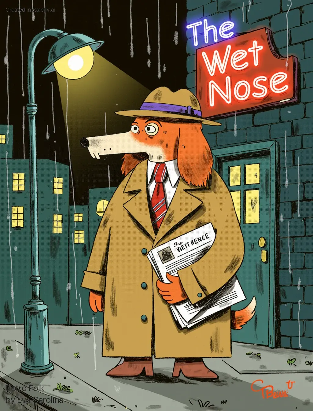 Detective Platypus created with Retro Folk  by Eva Carolina