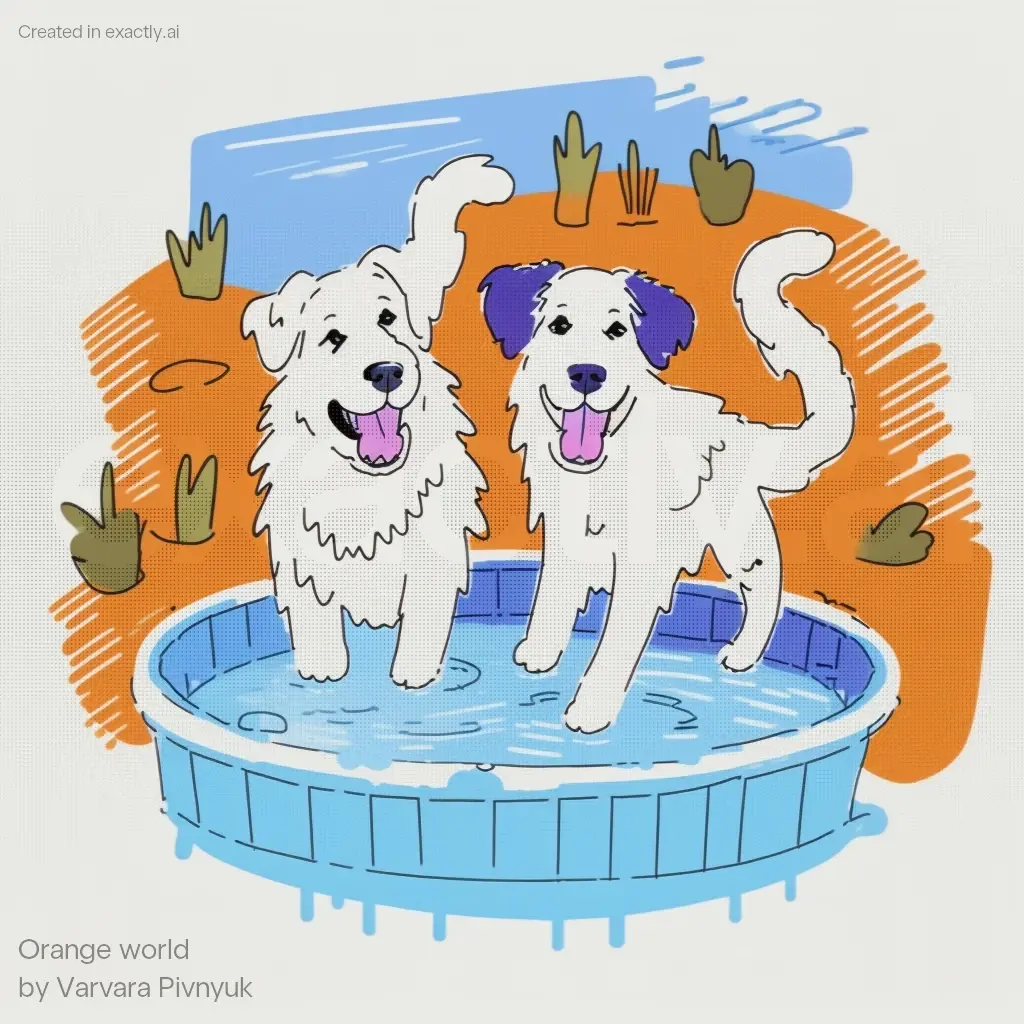 Dog jumping in water created with Orange world by Varvara Pivnyuk