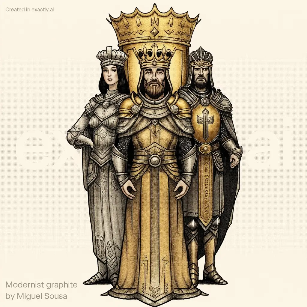 King queen and knight created with Modernist graphite by Miguel Sousa