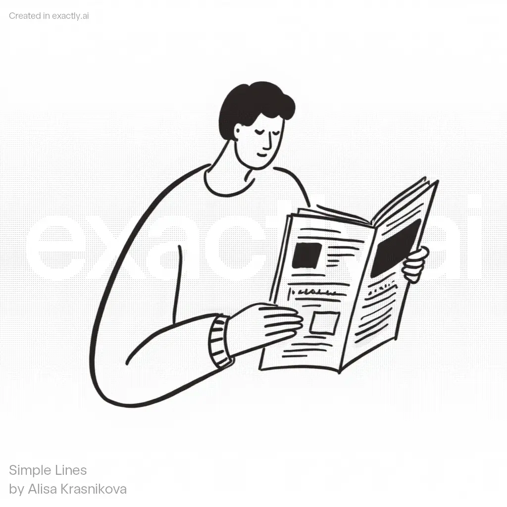 Person Reading Newspaper created with Simple Lines by Alisa Krasnikova