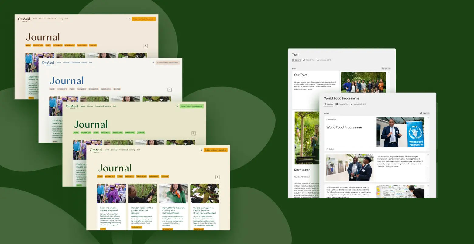 The omvedgardens.com website by heylow.world, which changes with the seasons.