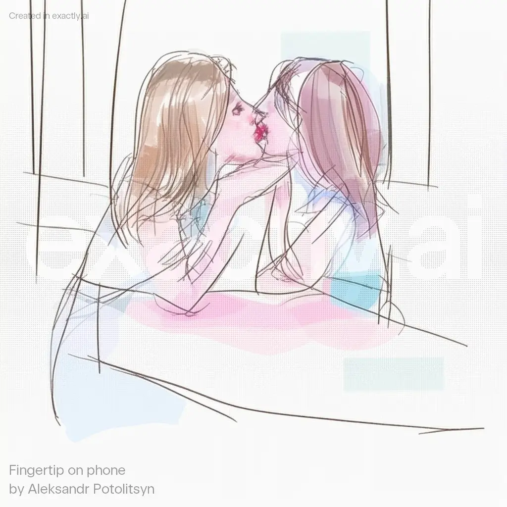 Drawing of two people kissing created with Fingertip on phone by Aleksandr Potolitsyn
