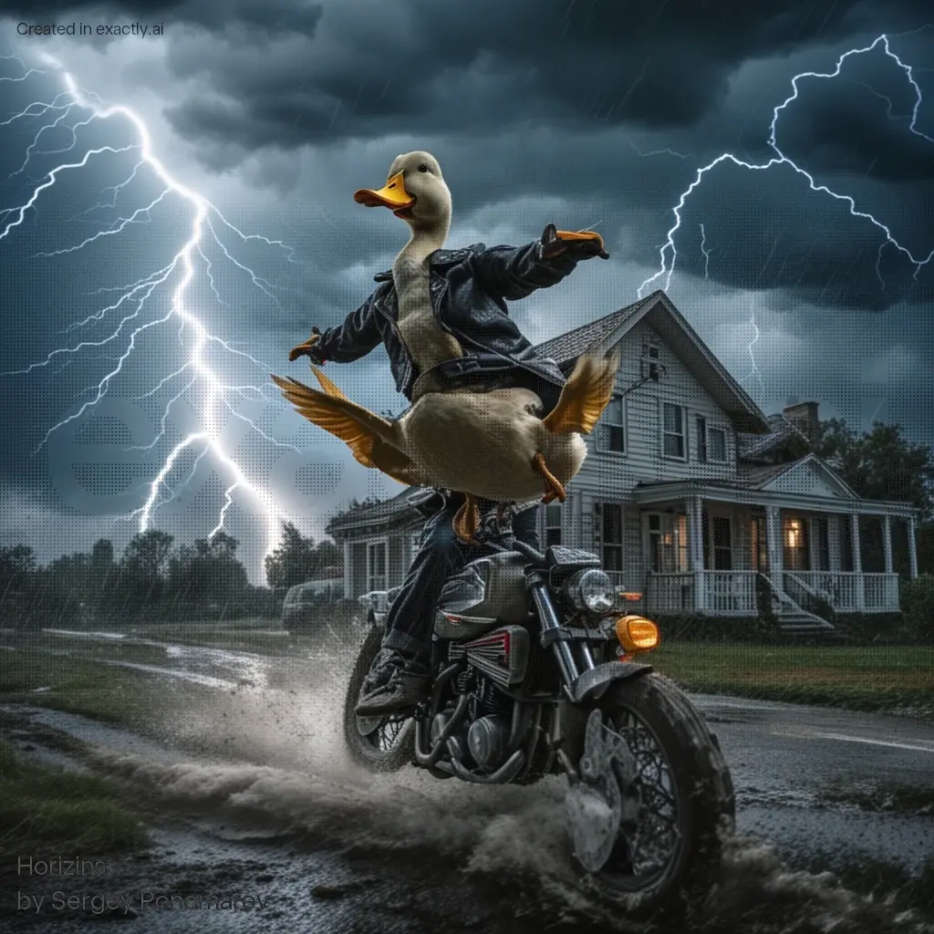 Duck on a Motorcycle created with Horizins by Sergey Ponomarev