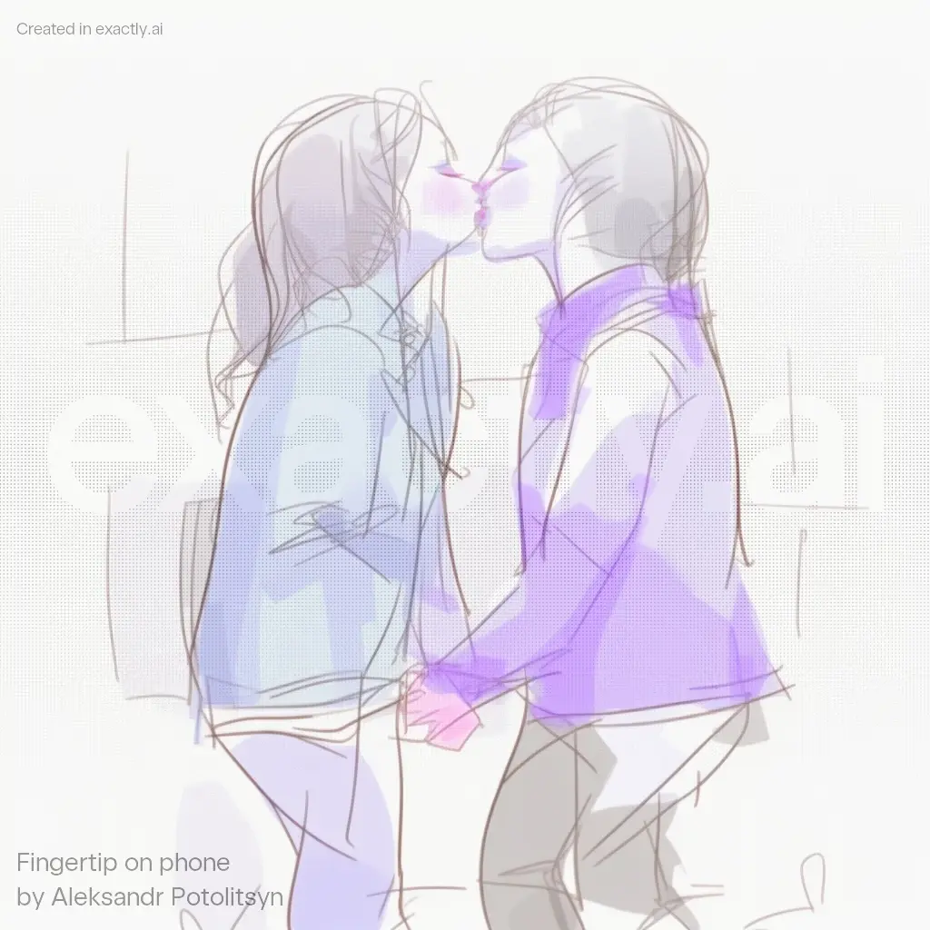 Drawing of two people kissing created with Fingertip on phone by Aleksandr Potolitsyn