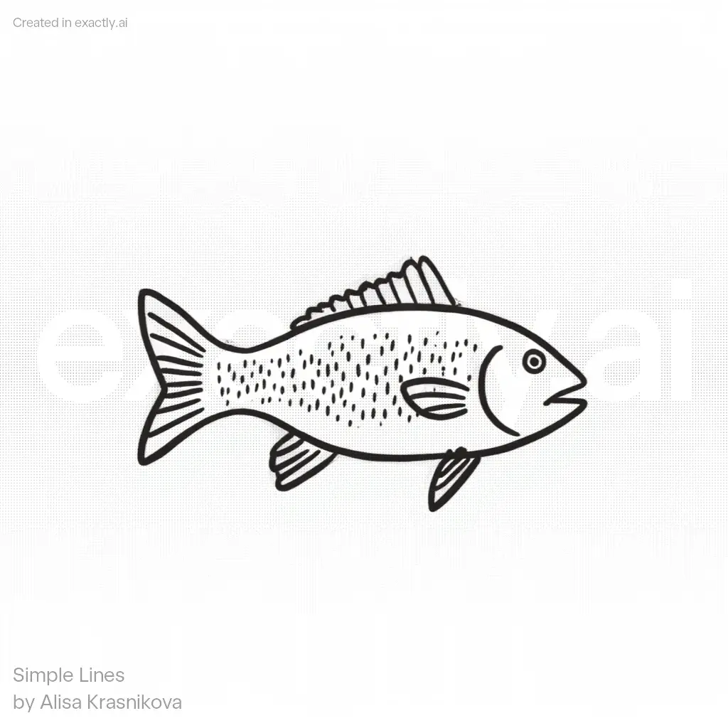 Simple Fish Drawing created with Simple Lines by Alisa Krasnikova
