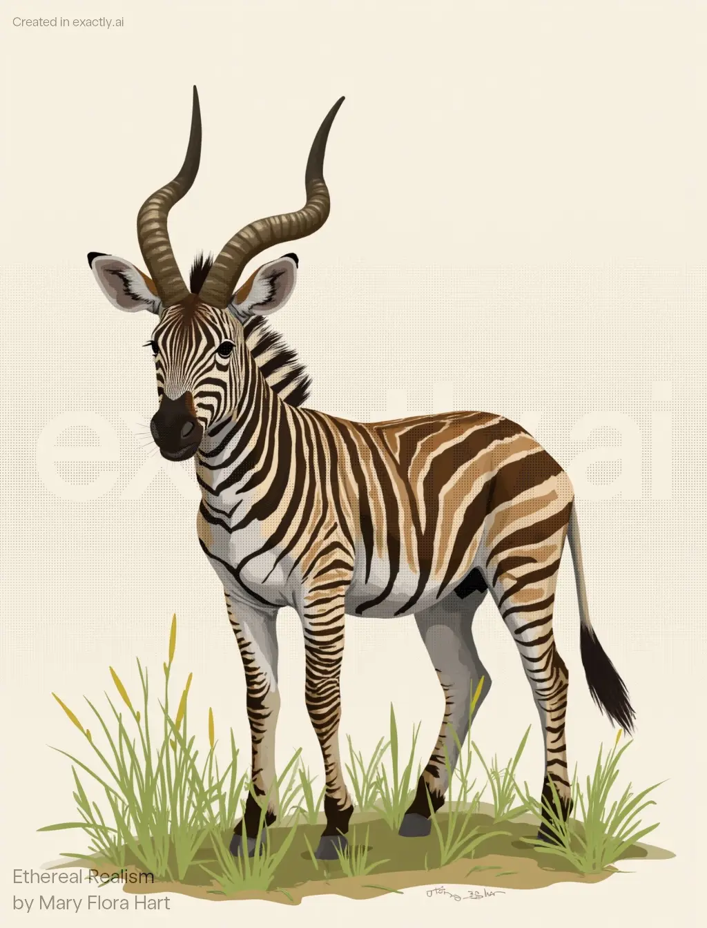 Zebra with Antelope Horns created with Ethereal Realism by Mary Flora Hart